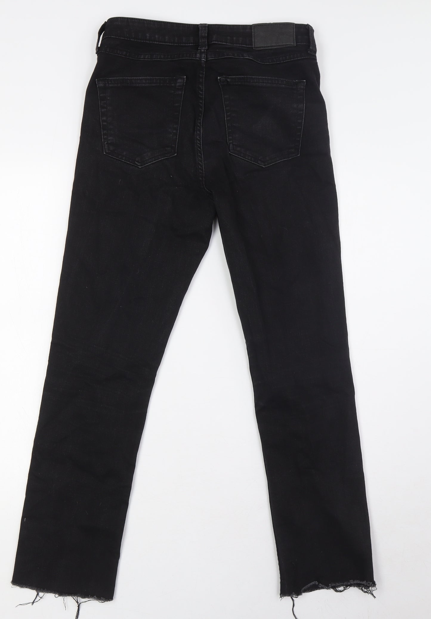 &Denim Womens Black Cotton Straight Jeans Size 29 in L28 in Regular Zip - Raw Hem