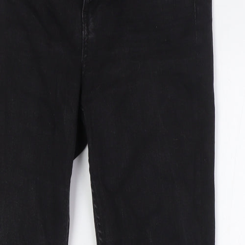 &Denim Womens Black Cotton Straight Jeans Size 29 in L28 in Regular Zip - Raw Hem