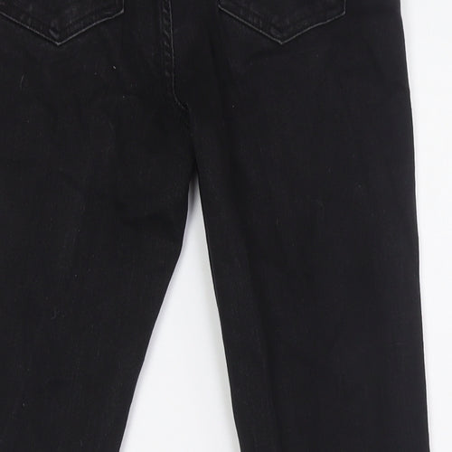 &Denim Womens Black Cotton Straight Jeans Size 29 in L28 in Regular Zip - Raw Hem
