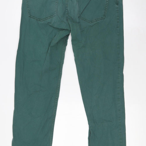 H&M Mens Green Cotton Straight Jeans Size 32 in L34 in Regular Button