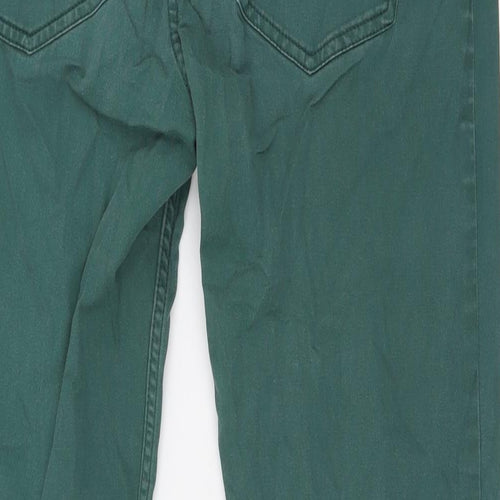 H&M Mens Green Cotton Straight Jeans Size 32 in L34 in Regular Button