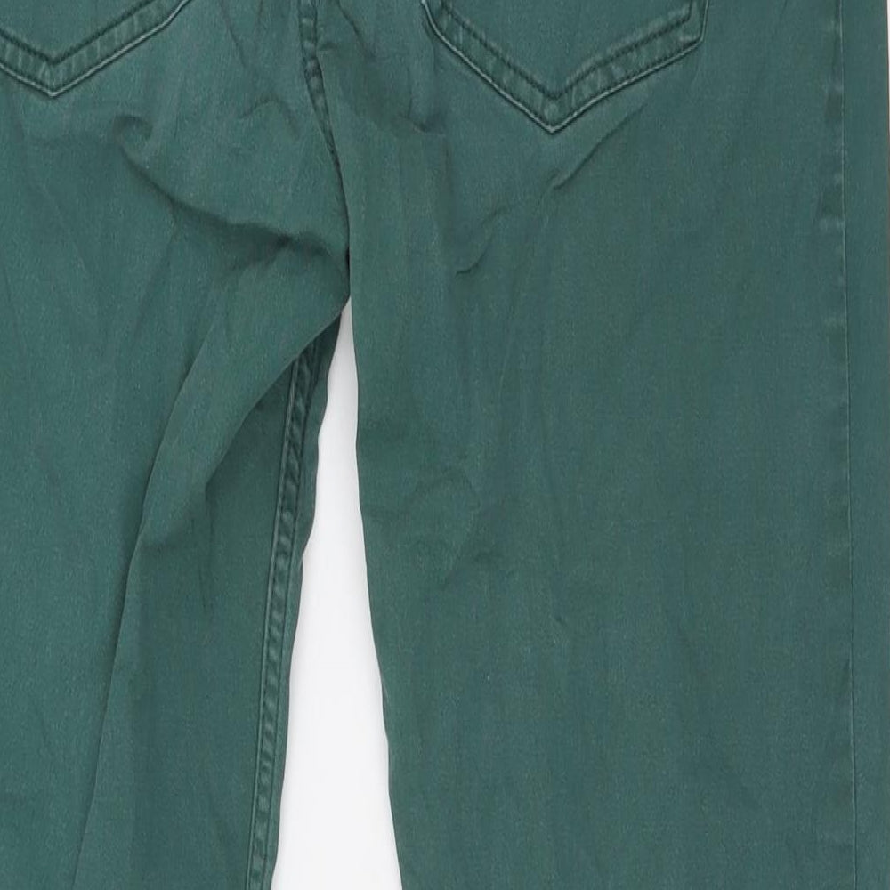 H&M Mens Green Cotton Straight Jeans Size 32 in L34 in Regular Button