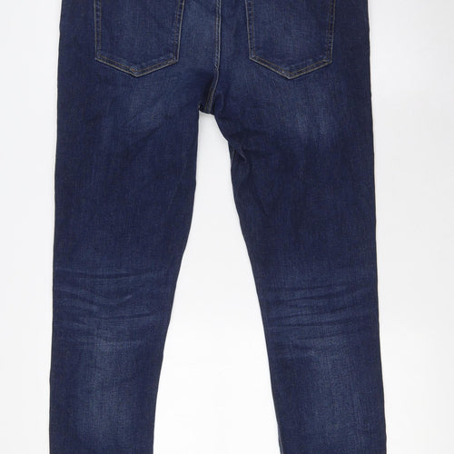 River Island Mens Blue Cotton Straight Jeans Size 34 in L32 in Regular Zip