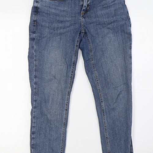 New Look Womens Blue Cotton Straight Jeans Size 8 L27 in Regular Zip