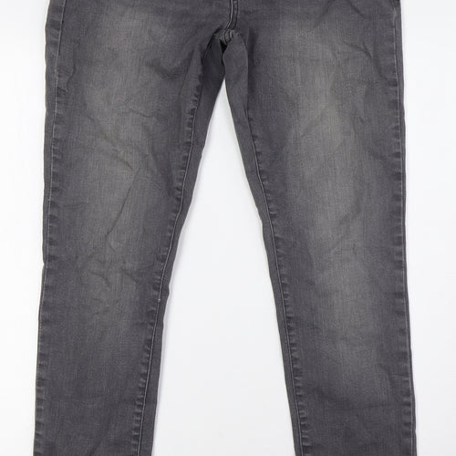 Peacocks Womens Grey Cotton Skinny Jeans Size 10 L32 in Regular Zip