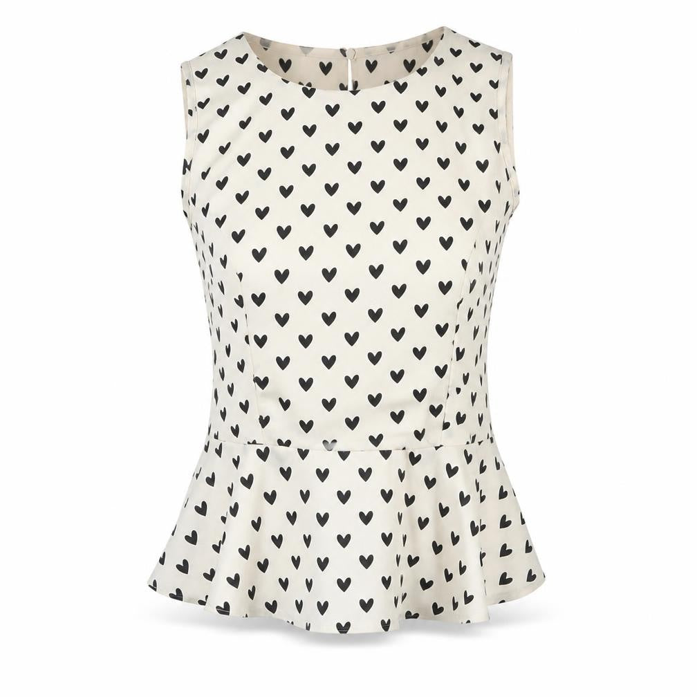 Front view of New Look women’s ivory geometric polyester basic t-shirt, size UK 12, round neck