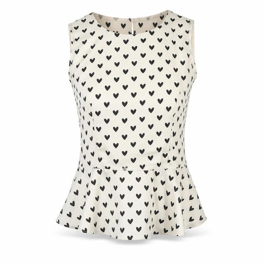 Front view of New Look women’s ivory geometric polyester basic t-shirt, size UK 12, round neck