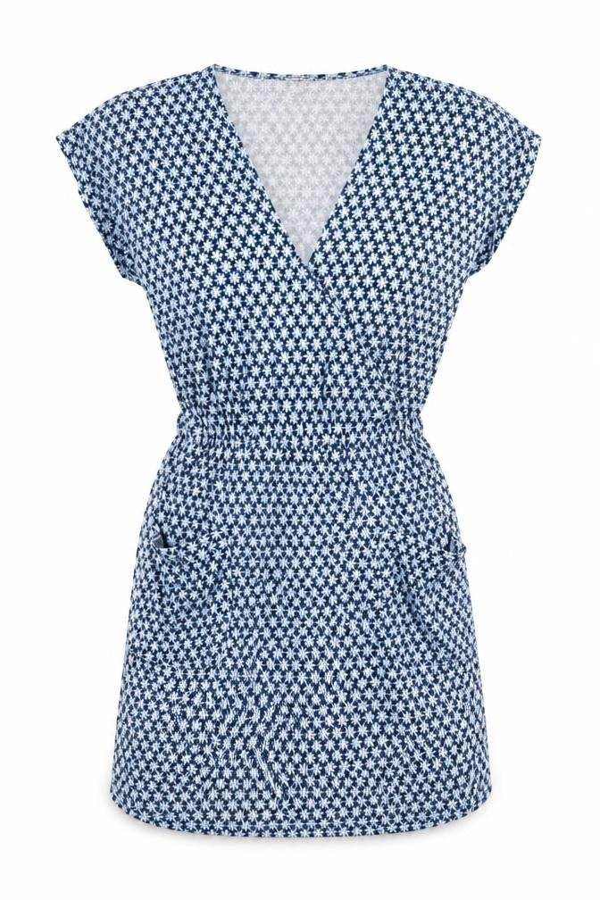 Baard Angels Womens Blue Floral Cotton A-Line Size 10 V-Neck Pullover