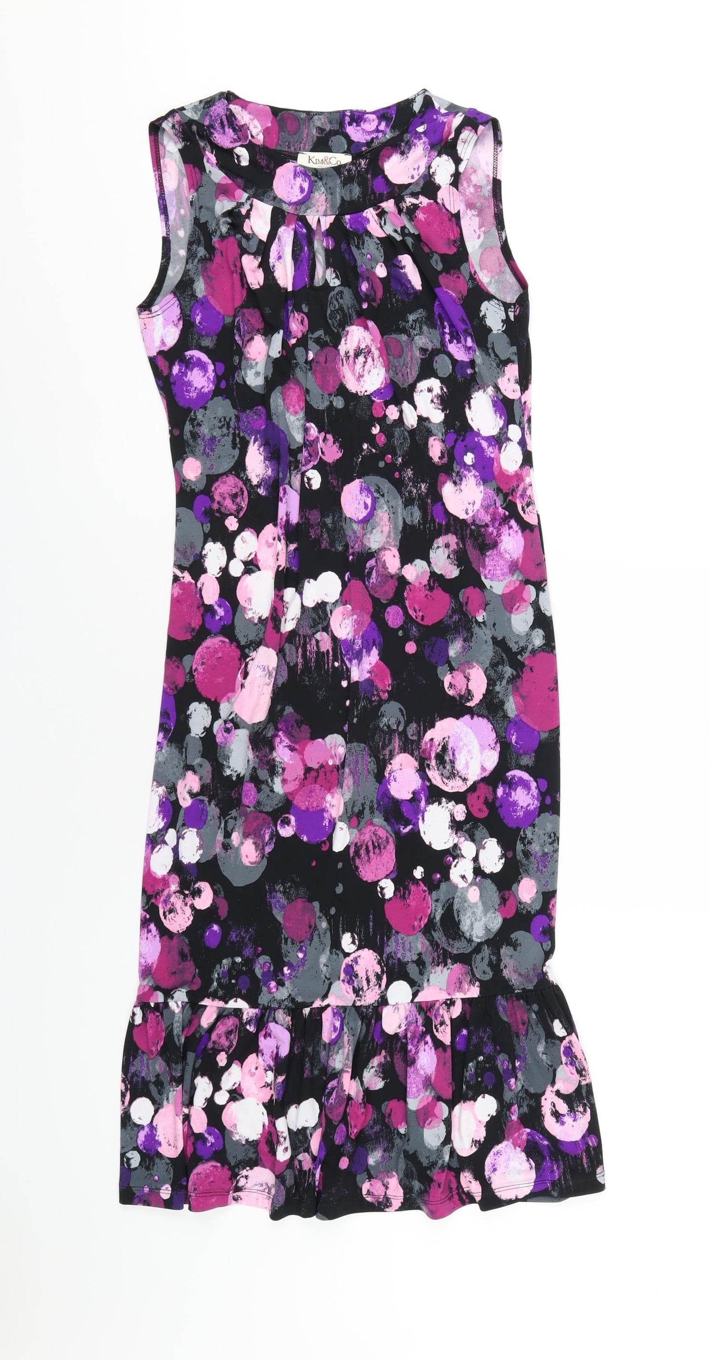 Kim & Co Womens Purple Floral Polyester Mermaid Size S Round Neck Pullover