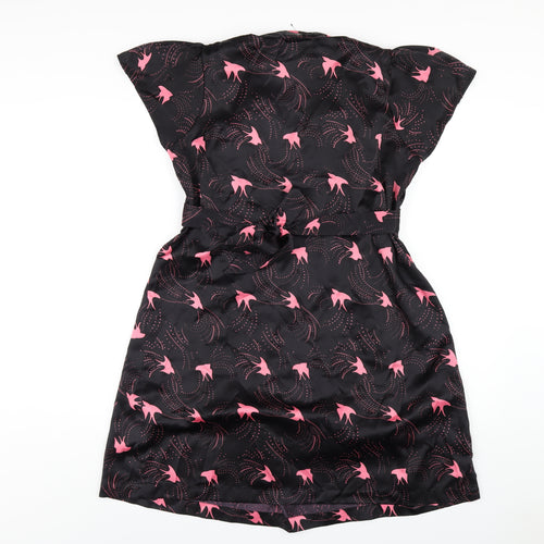Mothercare Womens Black Geometric Polyester A-Line Size 10 V-Neck Pullover