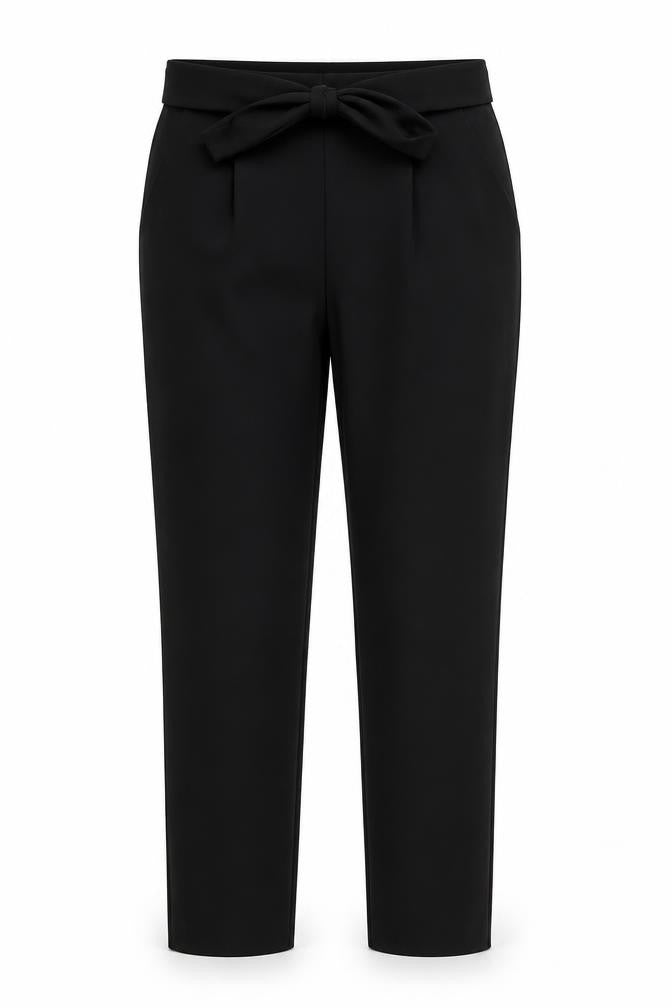 Front view of M&Co women’s black polyester trousers, size UK 10, 29-inch leg regular