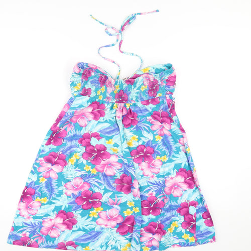 MANTARAY PRODUCTS Womens Multicoloured Floral Cotton A-Line Size 12 Halter Pullover
