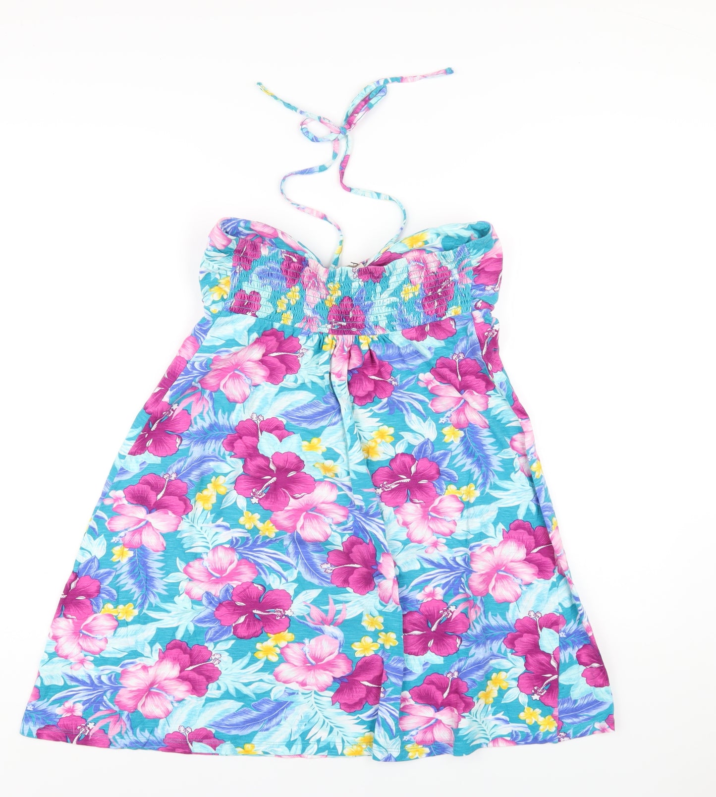MANTARAY PRODUCTS Womens Multicoloured Floral Cotton A-Line Size 12 Halter Pullover