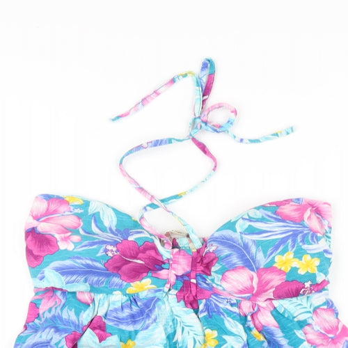 MANTARAY PRODUCTS Womens Multicoloured Floral Cotton A-Line Size 12 Halter Pullover
