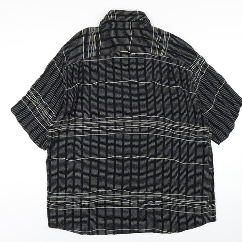 Gabicci Womens Black Geometric Viscose Basic Button-Up Size 2XL Collared