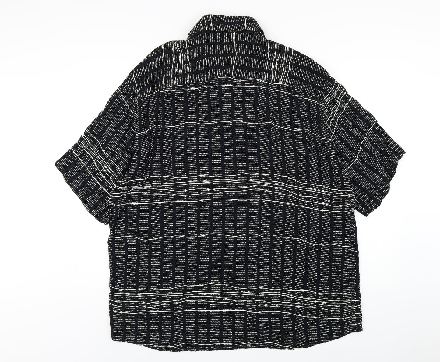 Gabicci Womens Black Geometric Viscose Basic Button-Up Size 2XL Collared