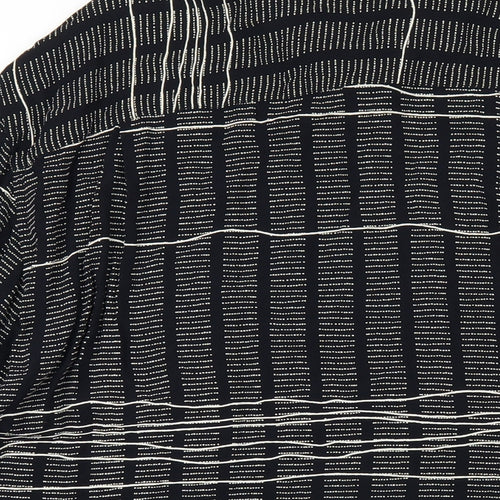 Gabicci Womens Black Geometric Viscose Basic Button-Up Size 2XL Collared