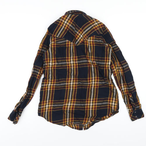 Stradivarius Womens Multicoloured Plaid Cotton Basic Button-Up Size S Collared