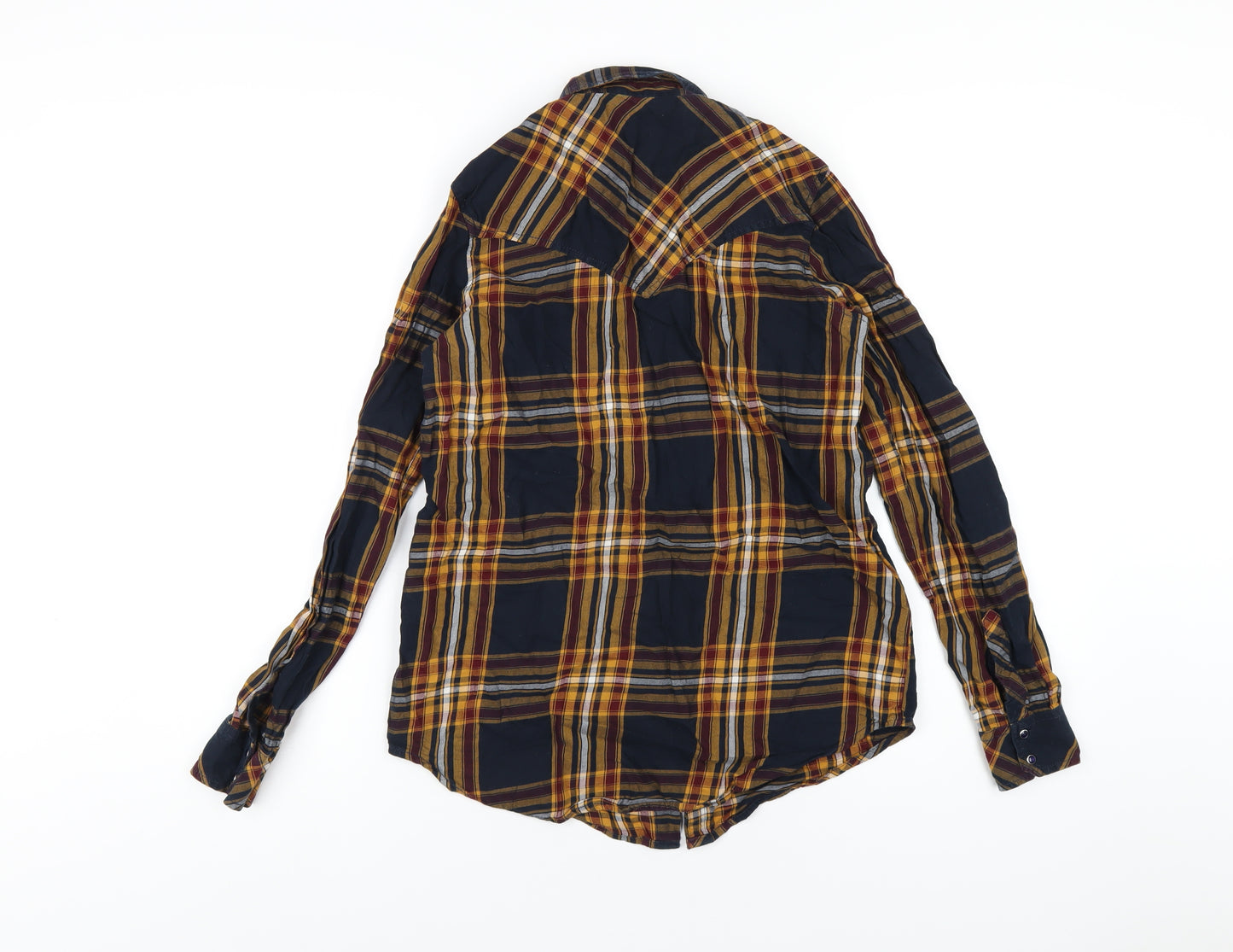 Stradivarius Womens Multicoloured Plaid Cotton Basic Button-Up Size S Collared