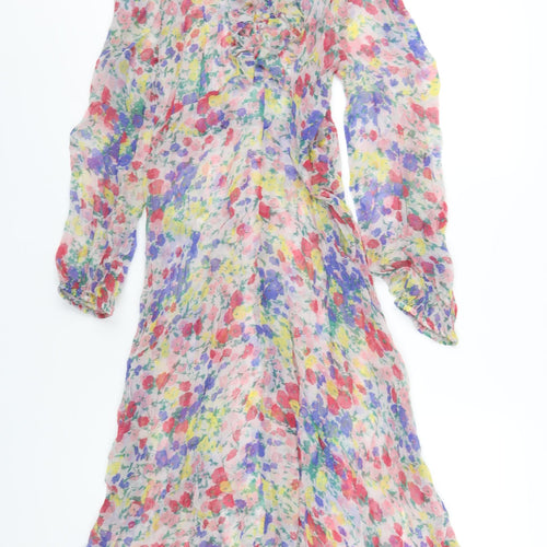 Lily & Lionel Womens Multicoloured Floral Viscose A-Line Size L Round Neck Pullover