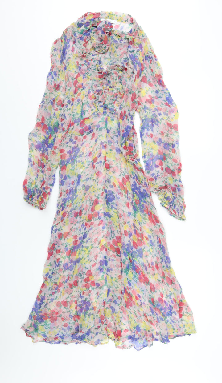 Lily & Lionel Womens Multicoloured Floral Viscose A-Line Size L Round Neck Pullover
