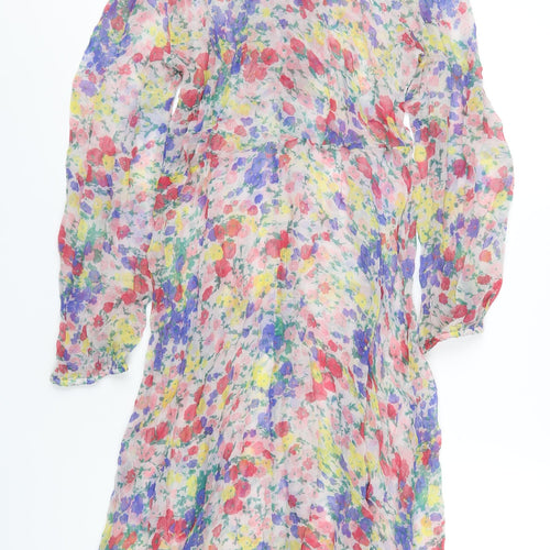 Lily & Lionel Womens Multicoloured Floral Viscose A-Line Size L Round Neck Pullover