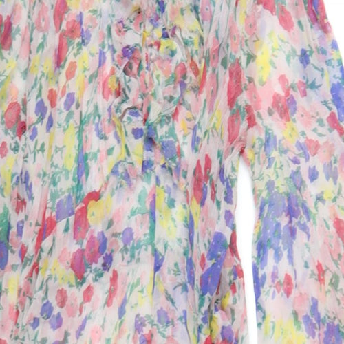 Lily & Lionel Womens Multicoloured Floral Viscose A-Line Size L Round Neck Pullover