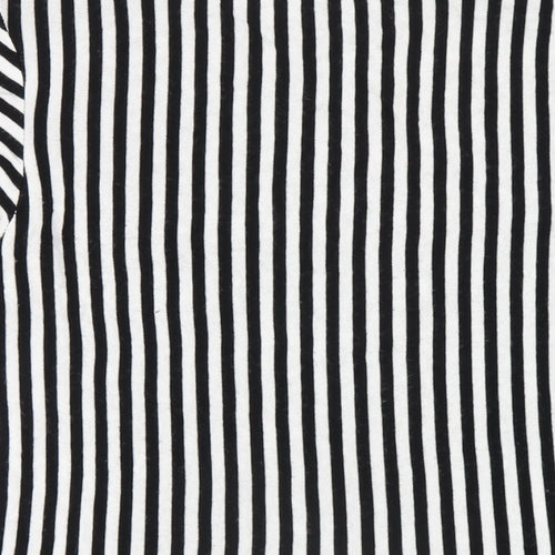 Izabel London Womens Black Striped Polyester Basic T-Shirt Size 12 Round Neck