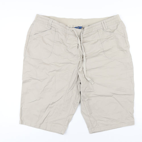 Cotton Traders Womens Beige Cotton Bermuda Shorts Size 20 L13 in Regular Pull On