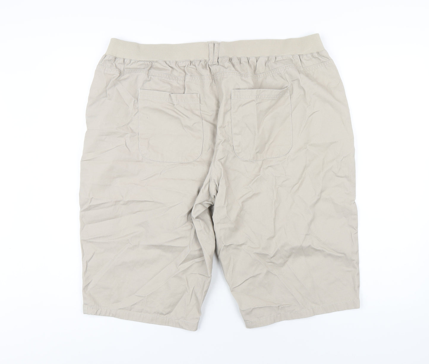 Cotton Traders Womens Beige Cotton Bermuda Shorts Size 20 L13 in Regular Pull On