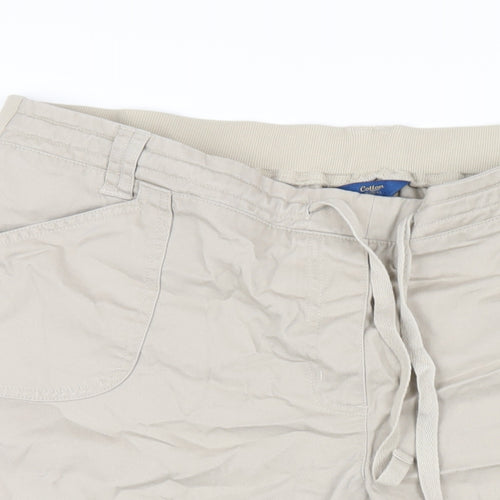 Cotton Traders Womens Beige Cotton Bermuda Shorts Size 20 L13 in Regular Pull On