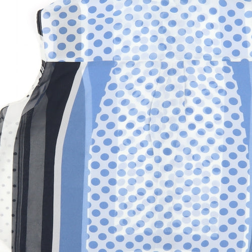 NEXT Womens Blue Geometric Polyester Basic Button-Up Size 10 Collared
