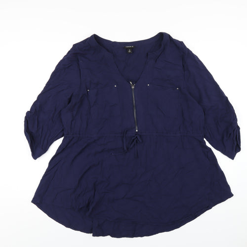 Torrid Womens Blue Viscose Basic T-Shirt Size 10 V-Neck