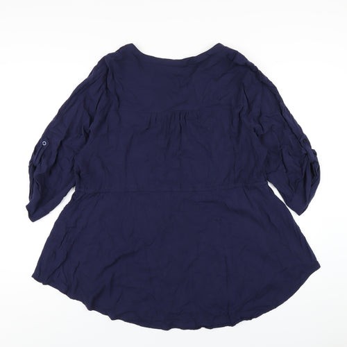 Torrid Womens Blue Viscose Basic T-Shirt Size 10 V-Neck
