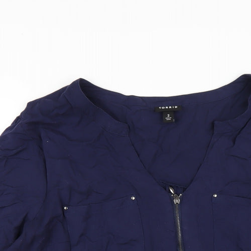 Torrid Womens Blue Viscose Basic T-Shirt Size 10 V-Neck