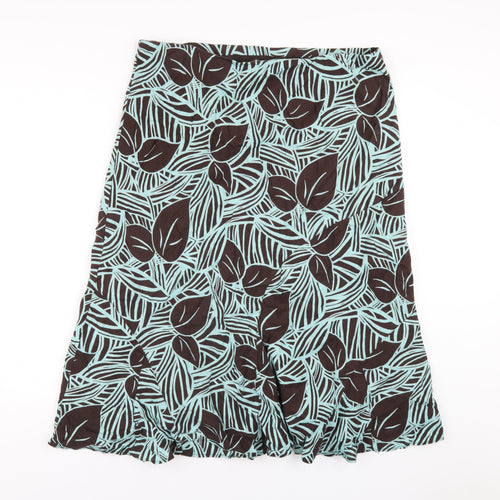 CC Womens Green Geometric Linen A-Line Skirt Size 18