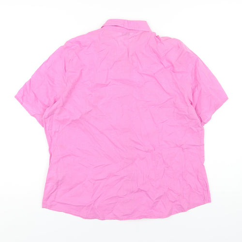 Classic Womens Pink Cotton Basic Button-Up Size 14 Collared