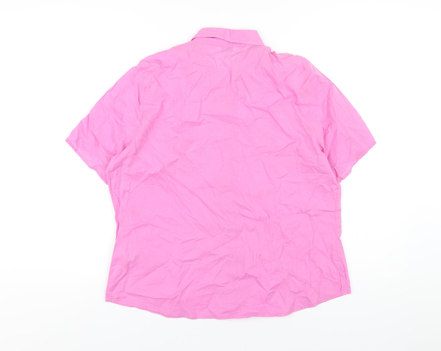 Classic Womens Pink Cotton Basic Button-Up Size 14 Collared