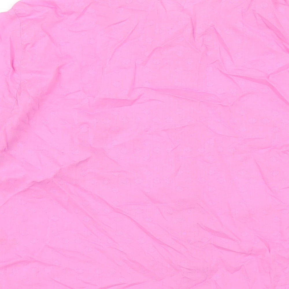 Classic Womens Pink Cotton Basic Button-Up Size 14 Collared