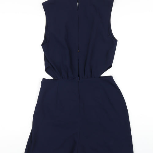 Zara Womens Blue Polyester Playsuit One-Piece Size S Zip - Cut Out