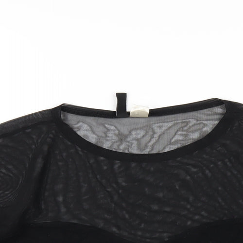H&M Womens Black Viscose Cropped T-Shirt Size XS Round Neck