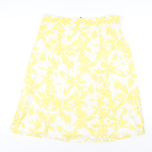 Marks and Spencer Womens Yellow Geometric Cotton A-Line Skirt Size 16