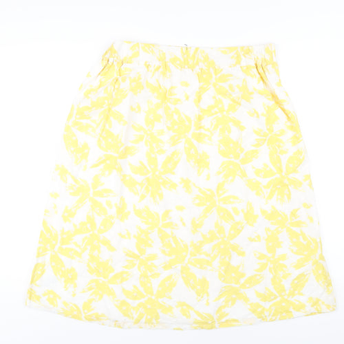 Marks and Spencer Womens Yellow Geometric Cotton A-Line Skirt Size 16