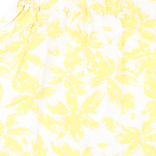 Marks and Spencer Womens Yellow Geometric Cotton A-Line Skirt Size 16