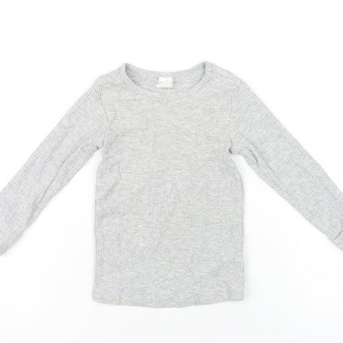 H&M Girls Grey Cotton Basic T-Shirt Size 3 Years Round Neck Pullover
