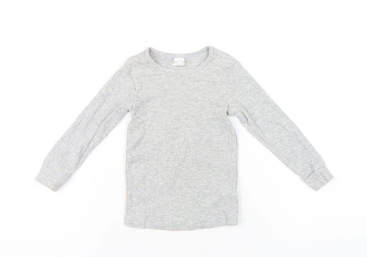 H&M Girls Grey Cotton Basic T-Shirt Size 3 Years Round Neck Pullover