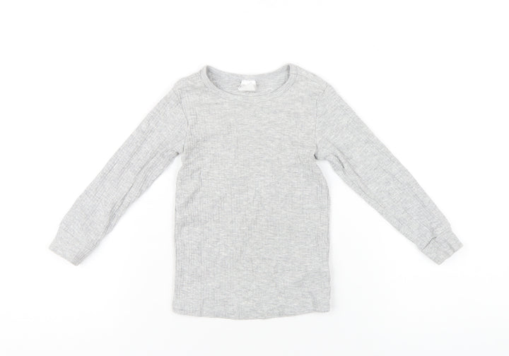 H&M Girls Grey Cotton Basic T-Shirt Size 3 Years Round Neck Pullover