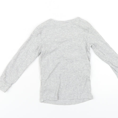 H&M Girls Grey Cotton Basic T-Shirt Size 3 Years Round Neck Pullover