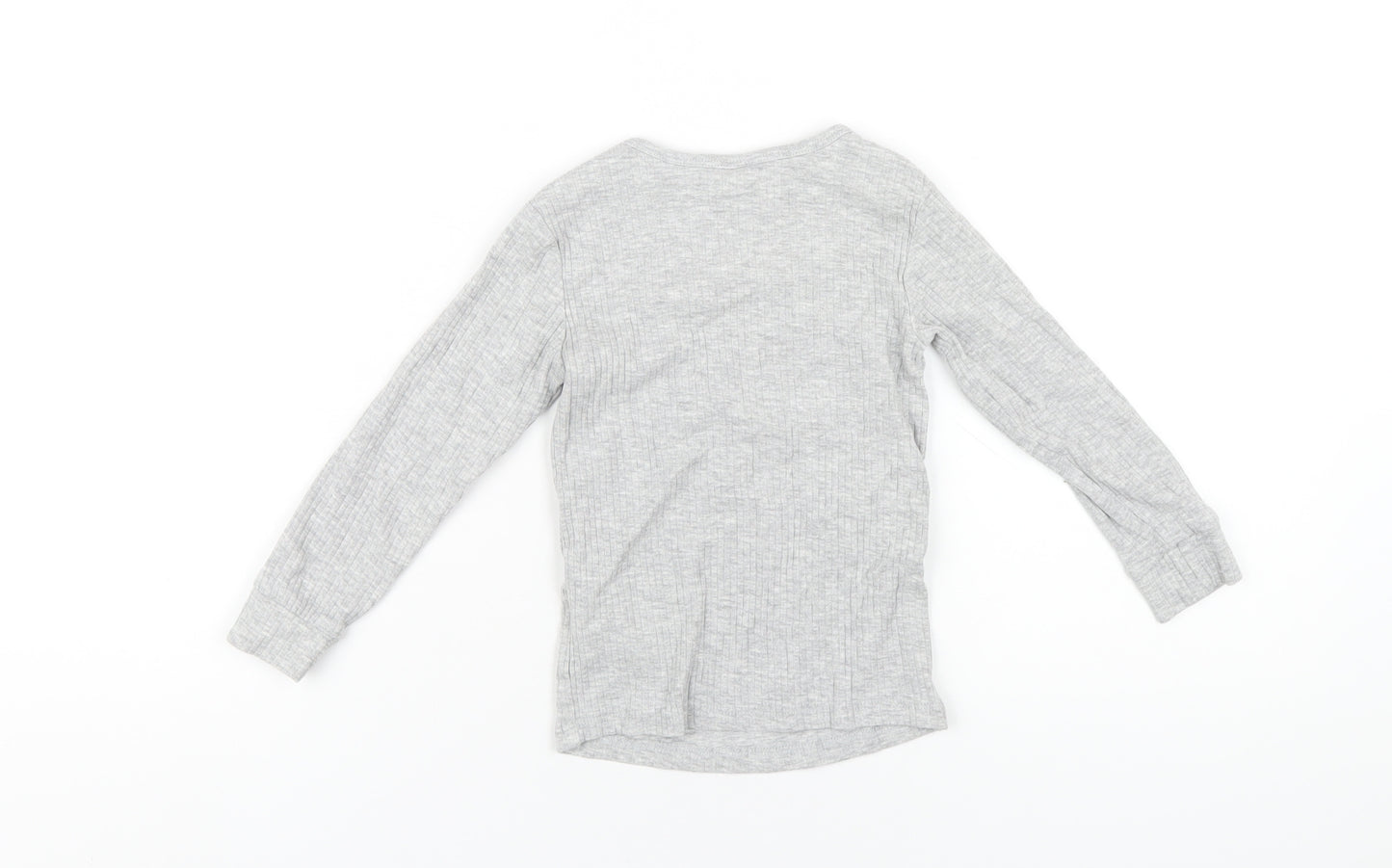 H&M Girls Grey Cotton Basic T-Shirt Size 3 Years Round Neck Pullover