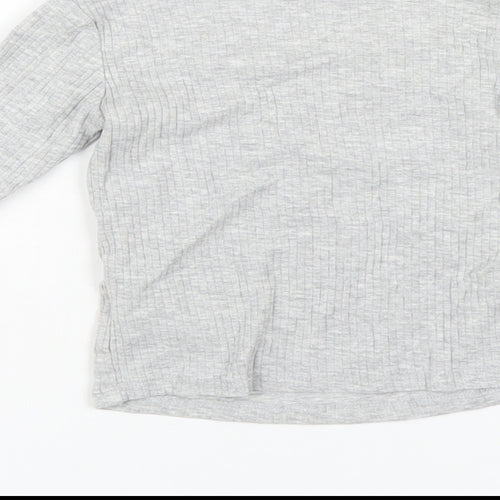 H&M Girls Grey Cotton Basic T-Shirt Size 3 Years Round Neck Pullover